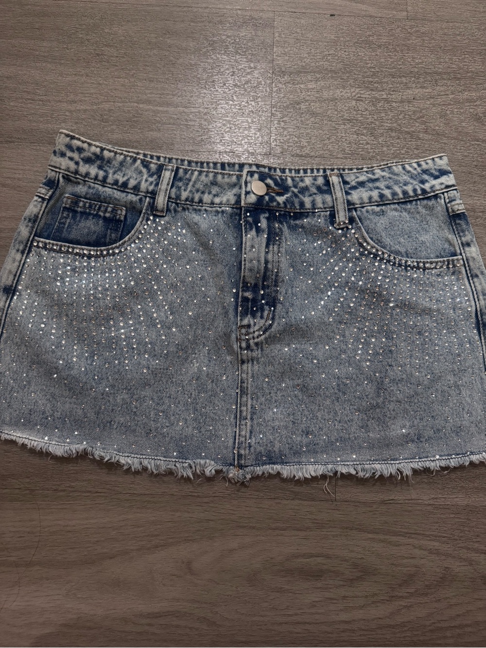 Windsor rhinestone jean skirt